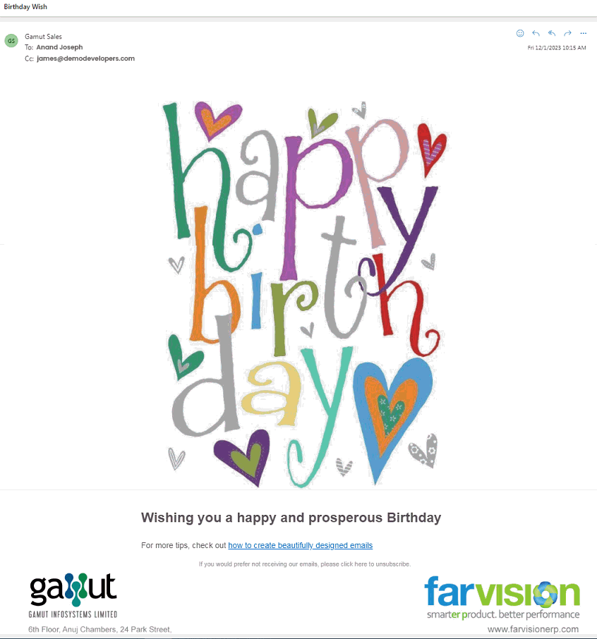 Automate Birthday mailers to employee